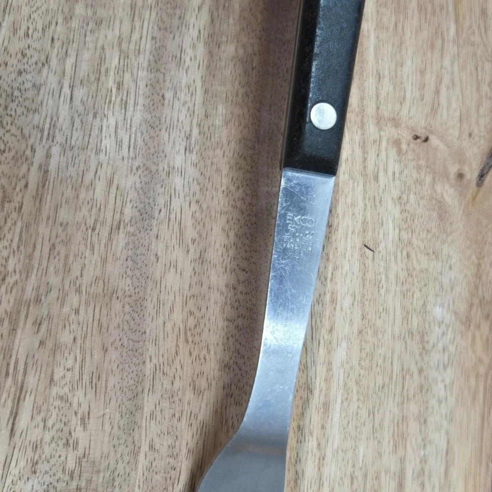 Vintage EKCO Eterna‎ Stainless Vanadium Meat Carving Fork USA Black Rivet Handle
